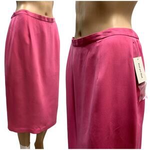 Vintage 90s Y2K NWT Bloomingdale's Pink Silk Pencil Skirt | 10 W 28 - 31"